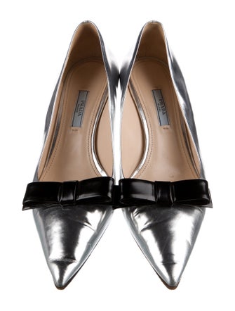 Prada Patent Leather Bow Accents Pumps