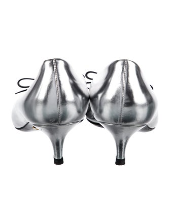 Prada Patent Leather Bow Accents Pumps