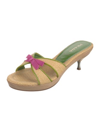 Prada Raffia Bow Accents Slides