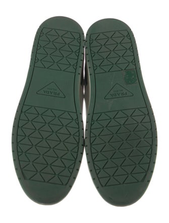 Prada Enameled Metal Triangle Leather Sneakers