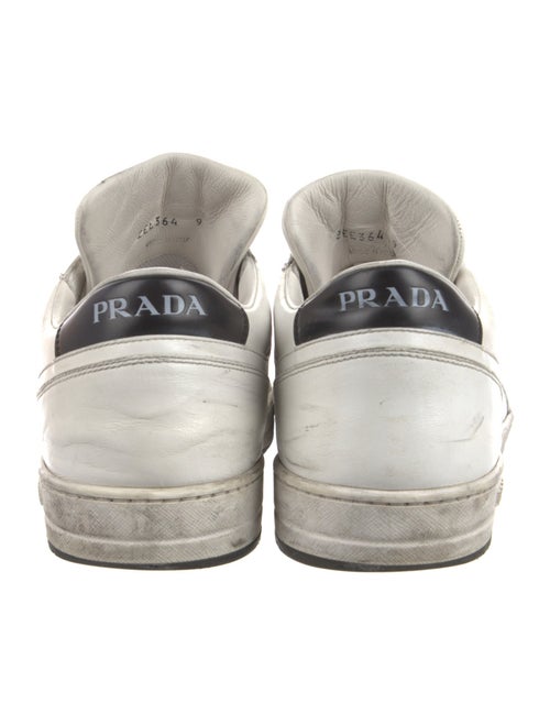 Prada Enameled Metal Triangle Leather Sneakers