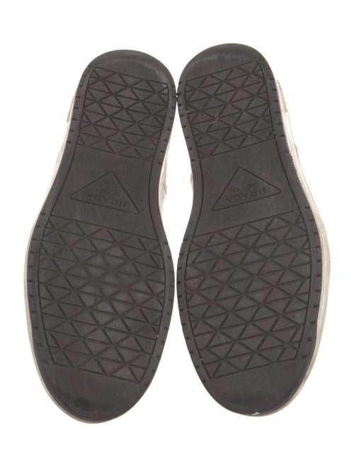 Prada Enameled Metal Triangle Leather Sneakers
