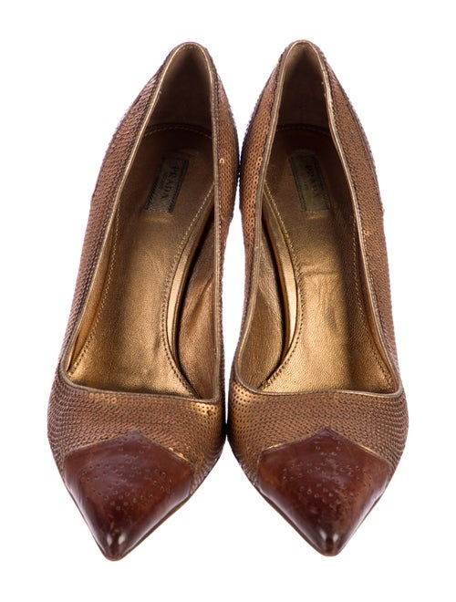 Prada Spectator Gold Sequin Sequins Pumps
