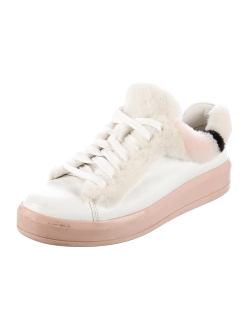 Prada Leather Faux Fur Trim Sneakers