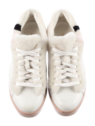 Prada Leather Faux Fur Trim Sneakers