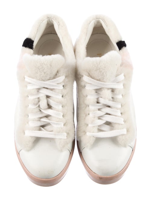 Prada Leather Faux Fur Trim Sneakers