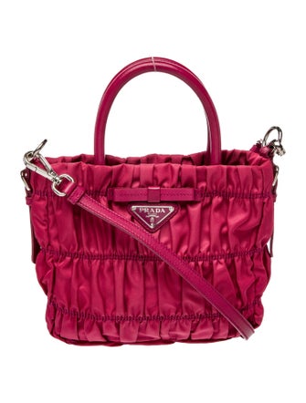 Prada Enameled Metal Triangle Top Handle Bag