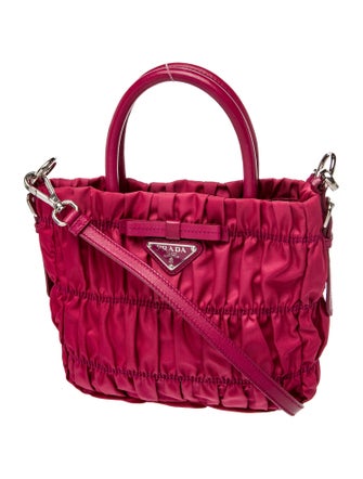 Prada Enameled Metal Triangle Top Handle Bag