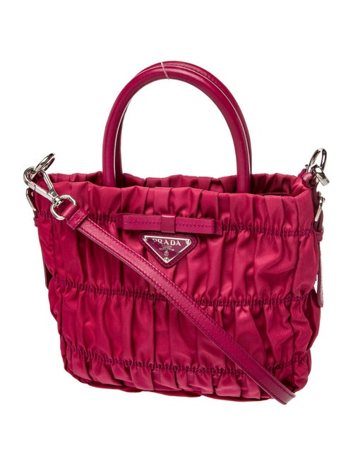 Prada Enameled Metal Triangle Top Handle Bag