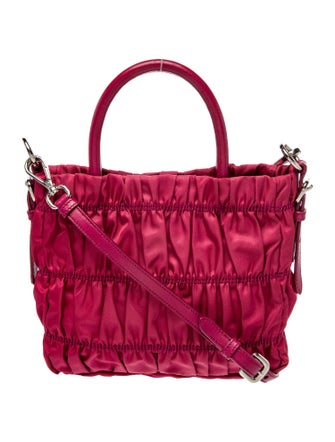 Prada Enameled Metal Triangle Top Handle Bag