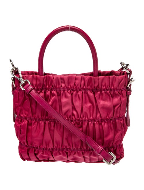 Prada Enameled Metal Triangle Top Handle Bag