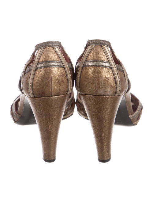 Prada Leather Cutout Accent T-Strap Pumps