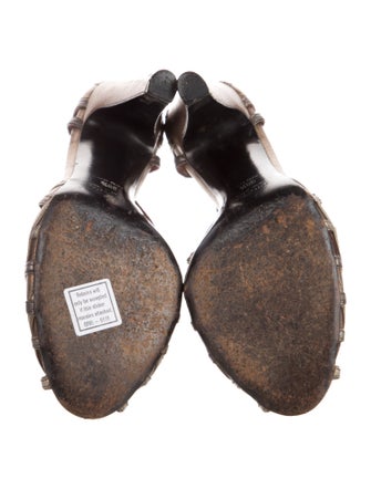 Prada Leather Cutout Accent T-Strap Pumps