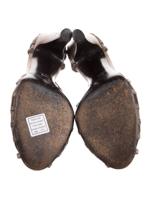 Prada Leather Cutout Accent T-Strap Pumps