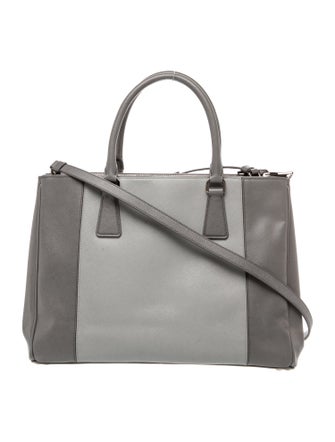 Prada Enameled Metal Triangle Galleria Double Zip Medium