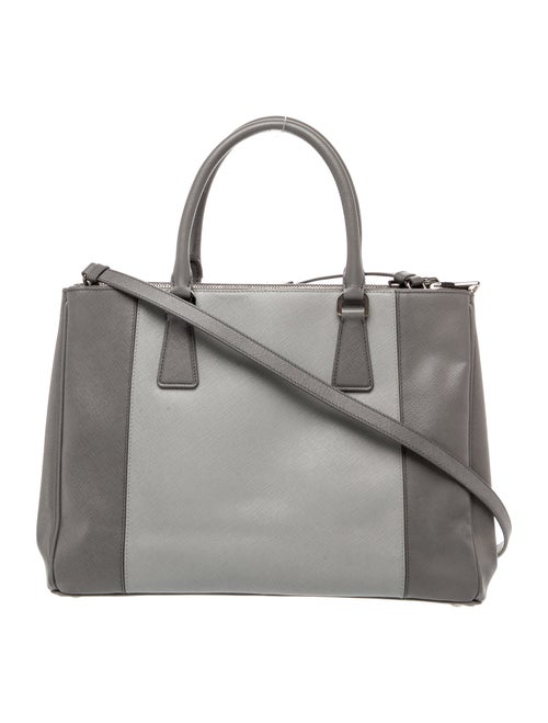 Prada Enameled Metal Triangle Galleria Double Zip Medium