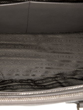 Prada Enameled Metal Triangle Galleria Double Zip Medium