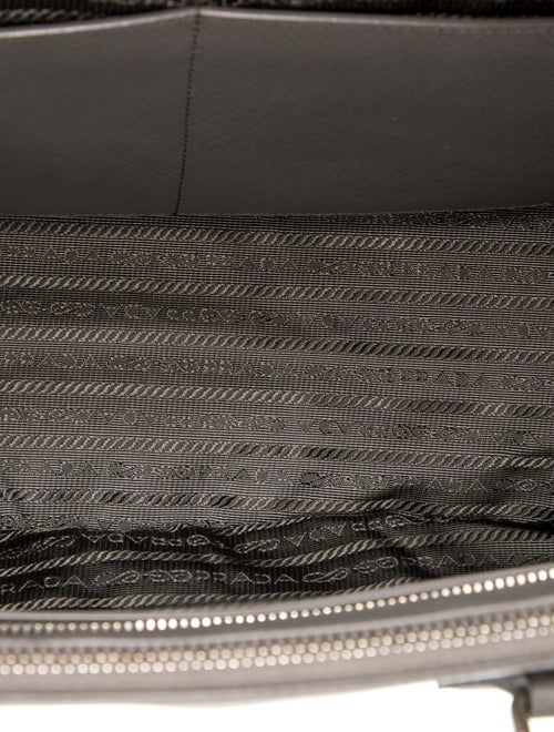 Prada Enameled Metal Triangle Galleria Double Zip Medium