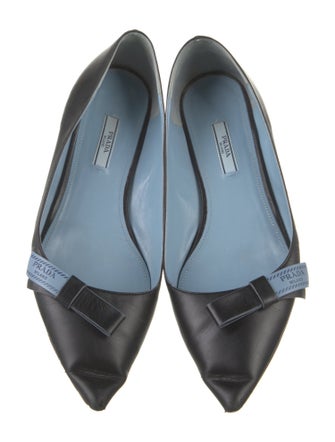 Prada Leather Bow Accents Flats