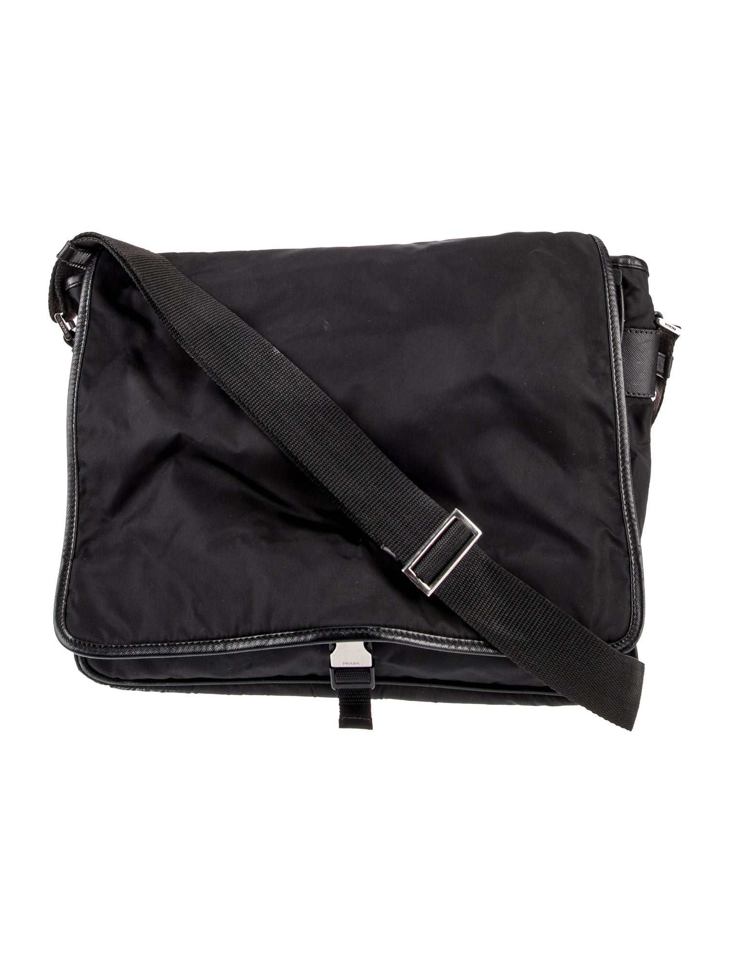 Prada Enameled Metal Triangle Messenger Bag