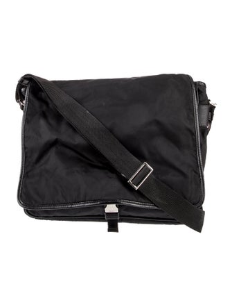 Prada Enameled Metal Triangle Messenger Bag