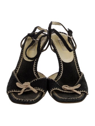 Prada Embroidered Accent Sandals