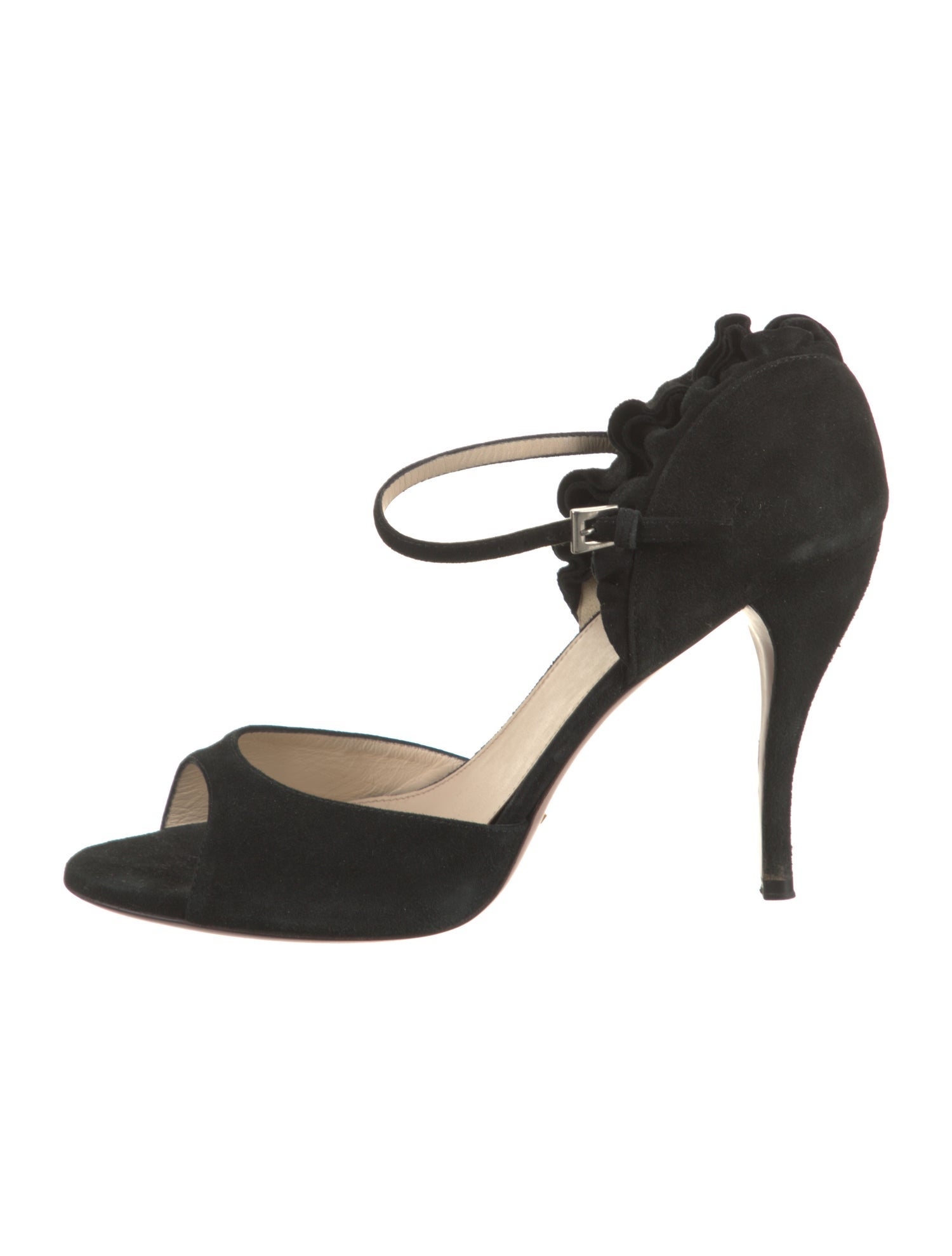 Prada Suede Ruffle Embellishment Sandals