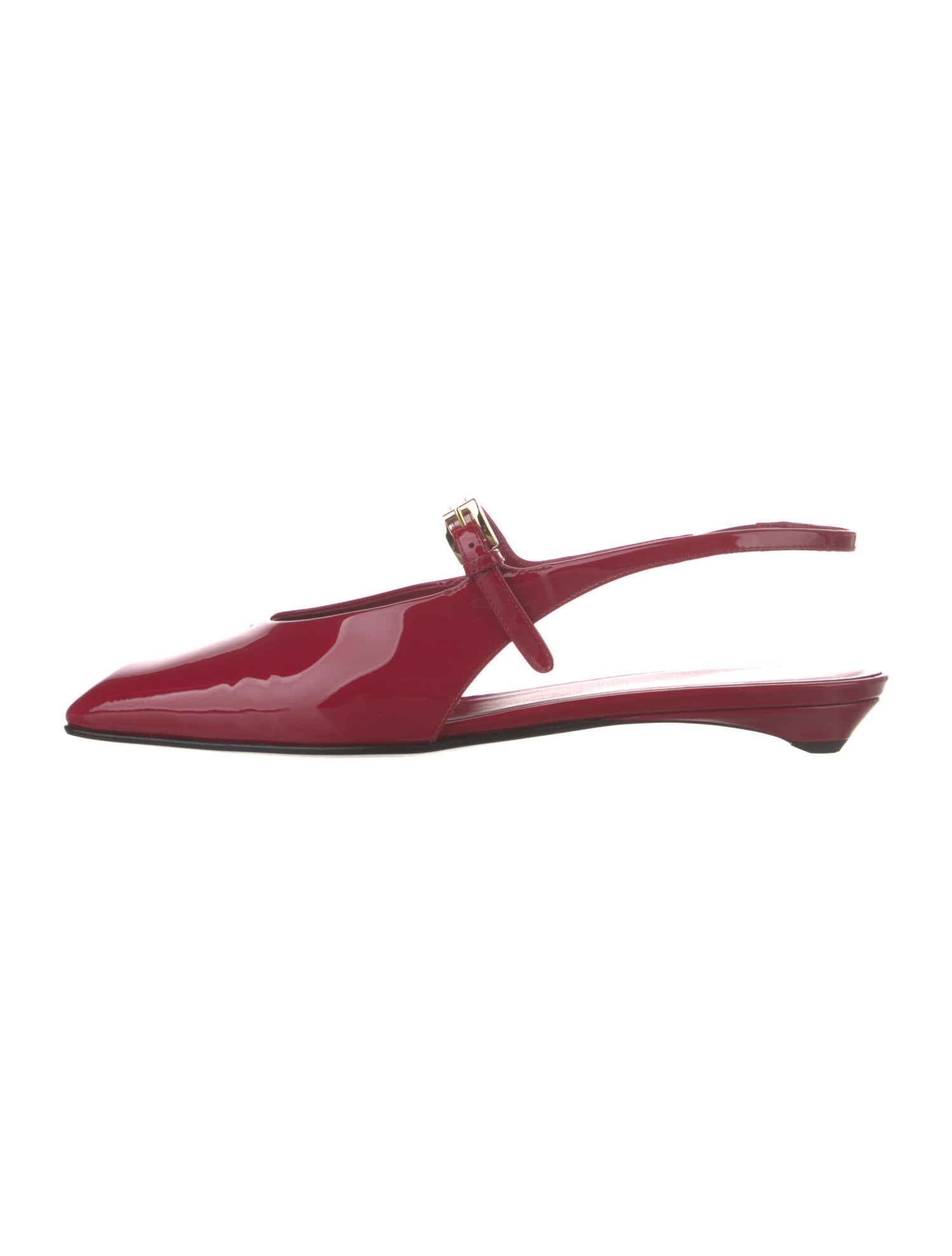 Prada Enameled Metal Triangle Patent Leather Slingback Flats