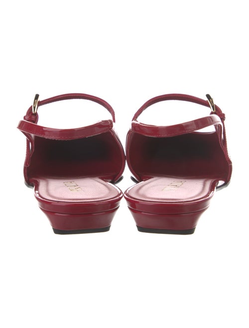 Prada Enameled Metal Triangle Patent Leather Slingback Flats