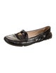 Prada Enameled Metal Triangle Patent Leather Loafers