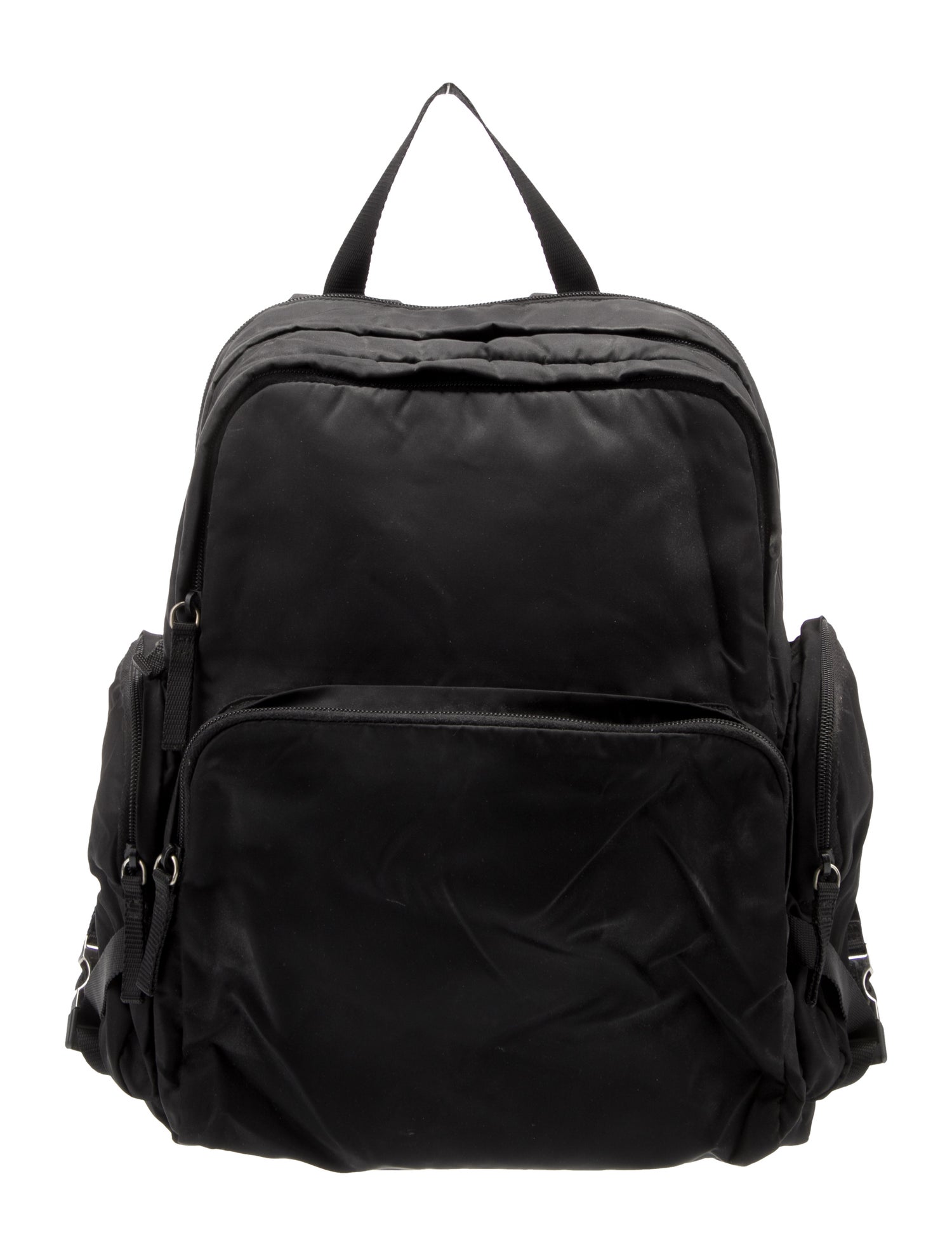 Prada Enameled Metal Triangle Backpack