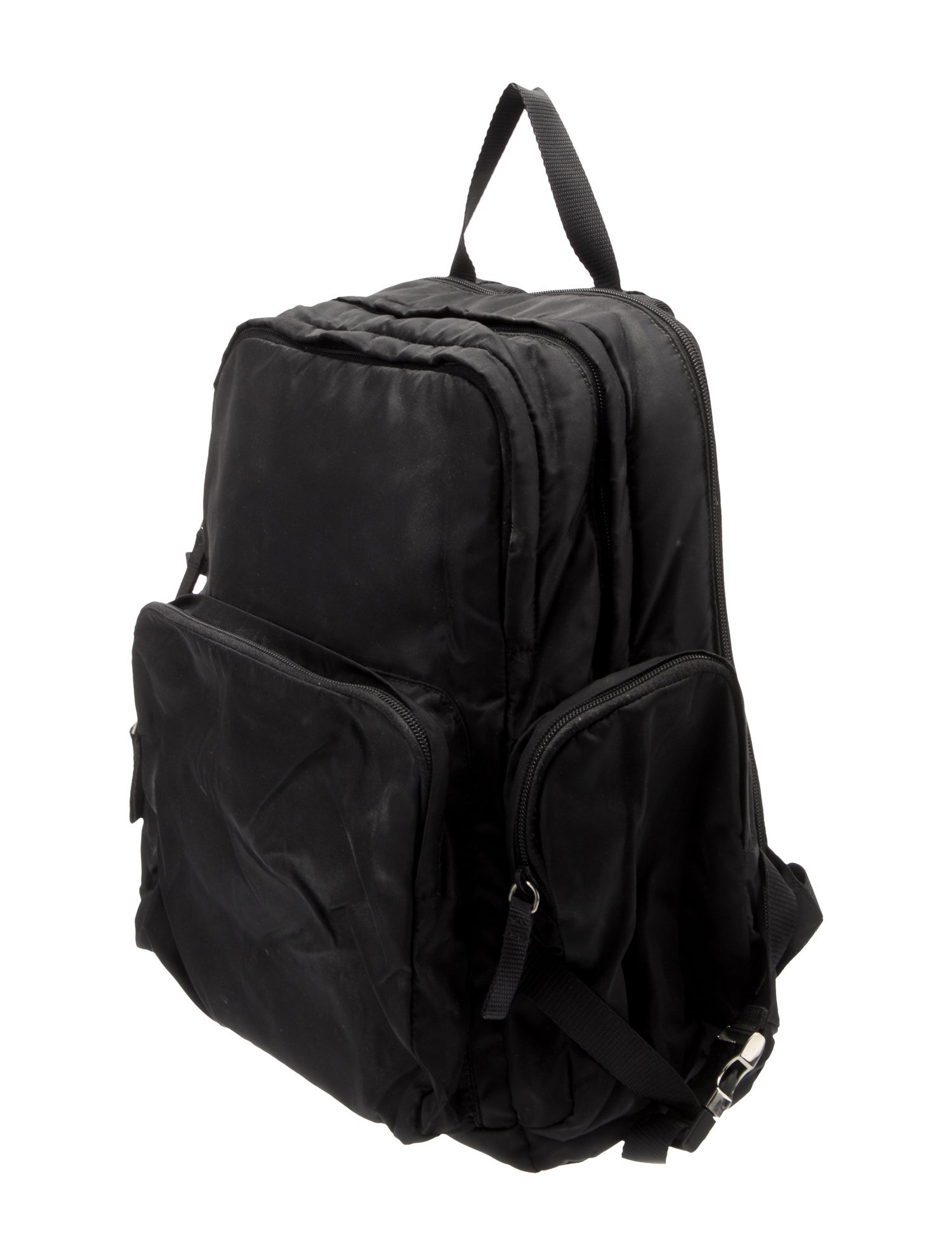 Prada Enameled Metal Triangle Backpack