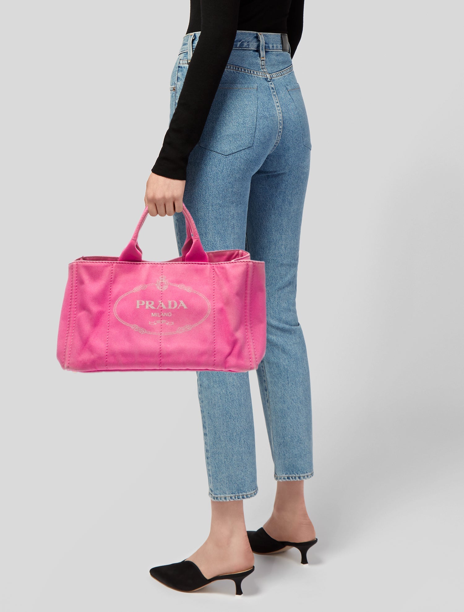 Prada Enameled Metal Triangle Weekender Bag