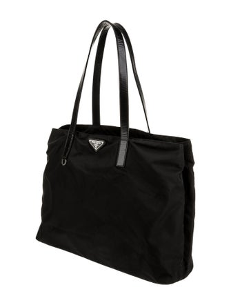 Prada Enameled Metal Triangle Tote