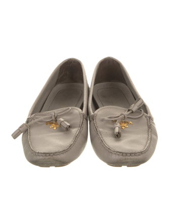 Prada Leather Bow Accents Loafers