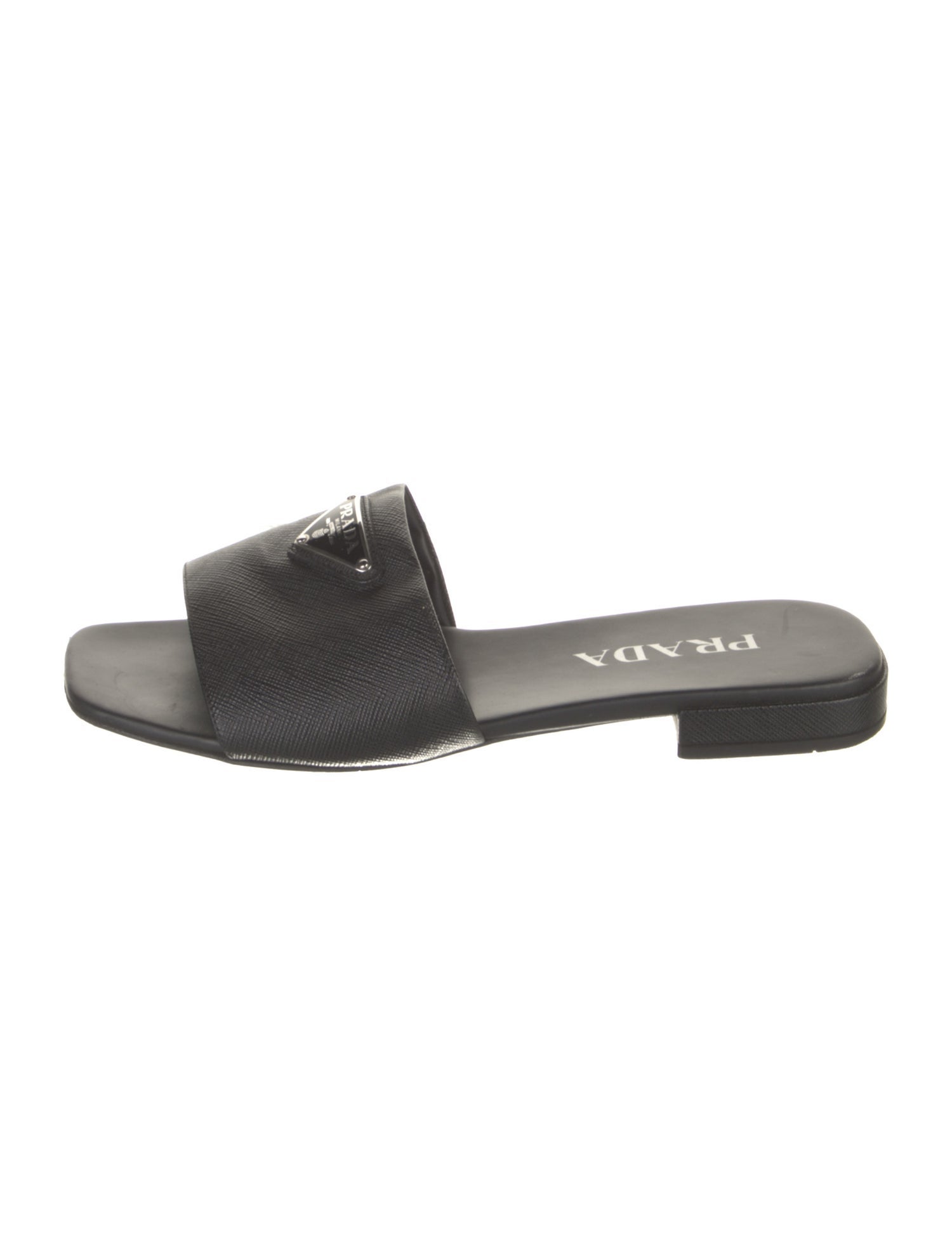 Prada Saffiano Leather Printed Slides