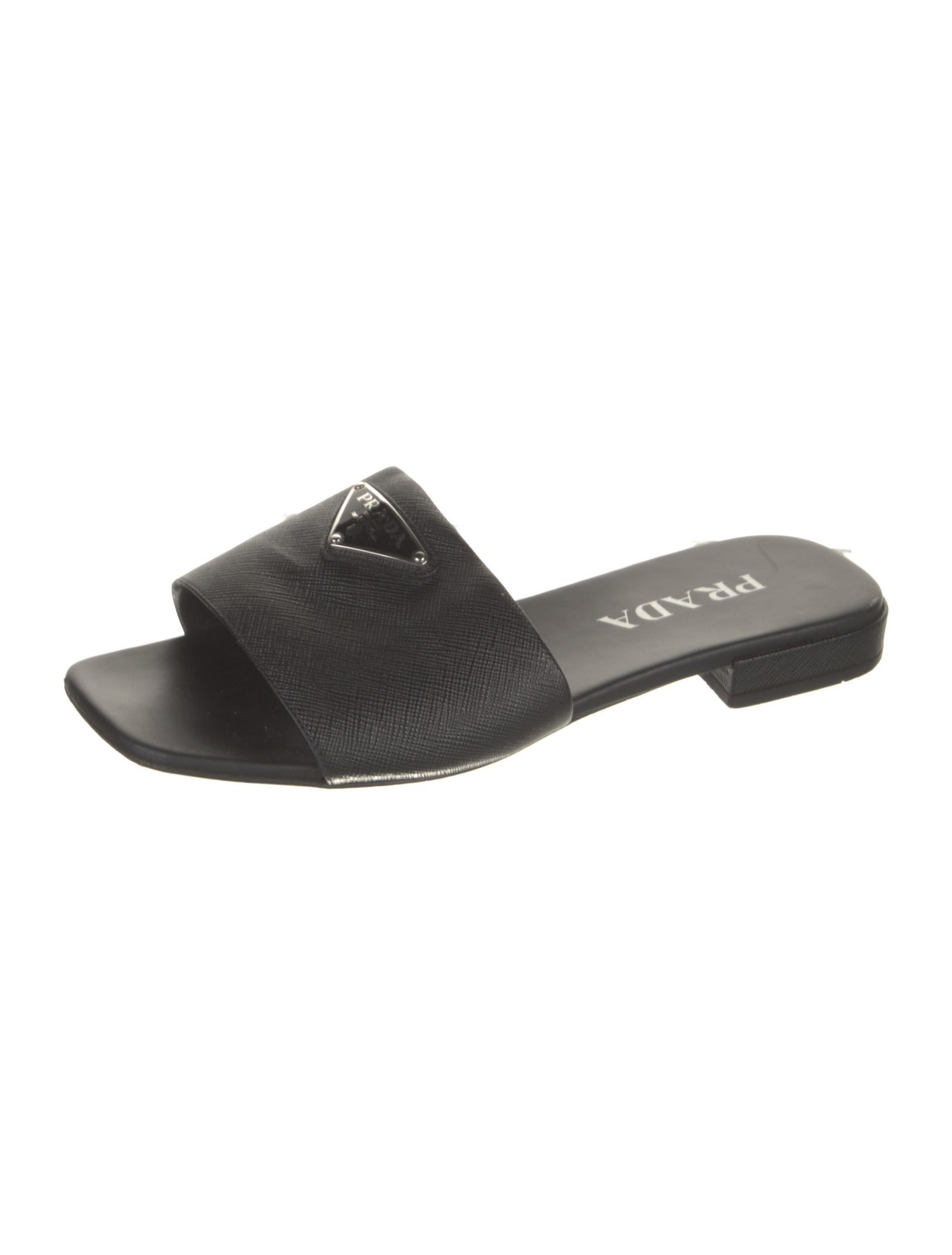 Prada Saffiano Leather Printed Slides