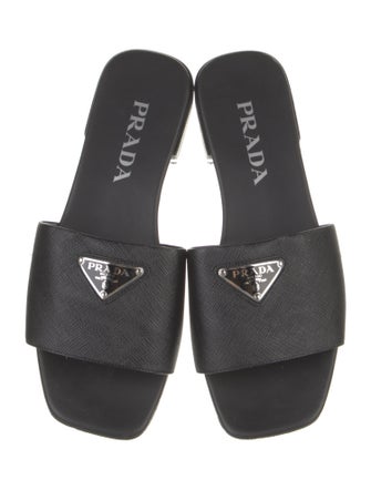 Prada Saffiano Leather Printed Slides