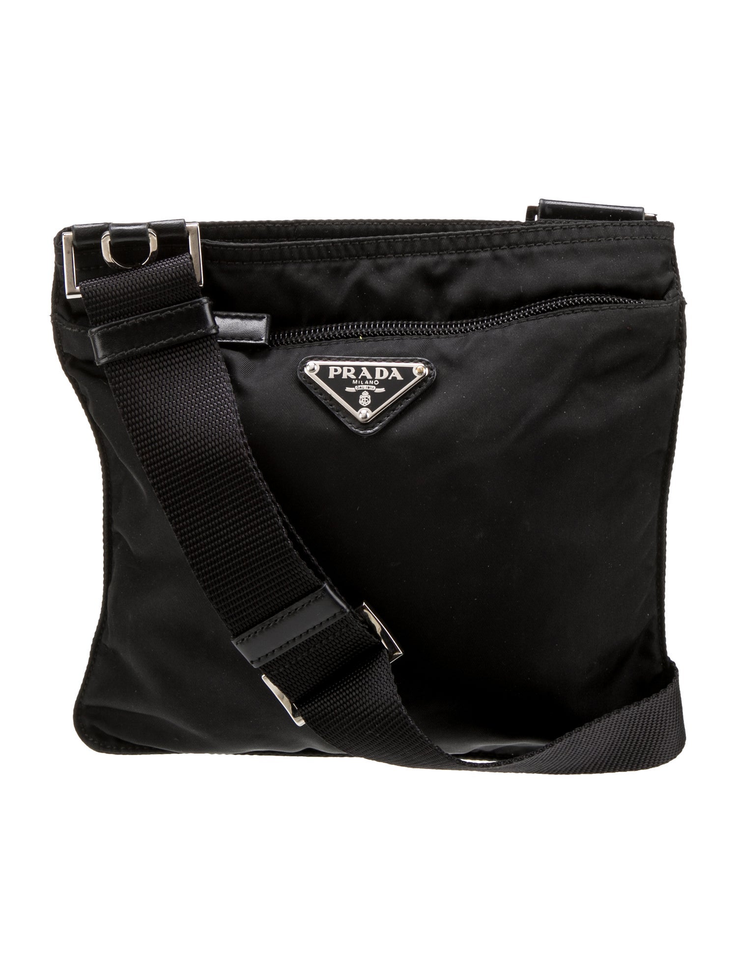 Prada Enameled Metal Triangle Messenger Bag