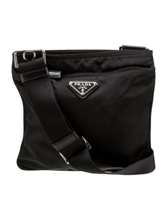 Prada Enameled Metal Triangle Messenger Bag