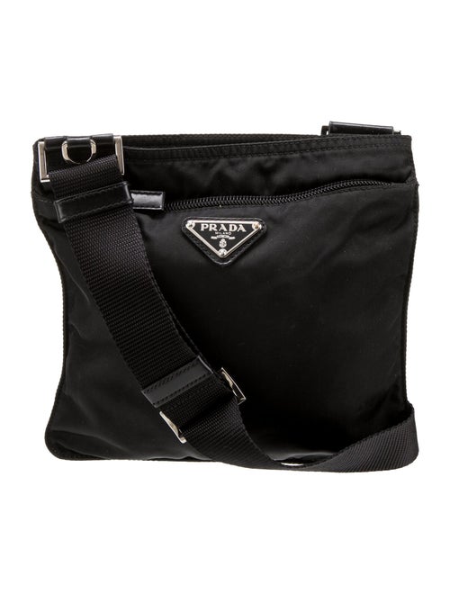 Prada Enameled Metal Triangle Messenger Bag