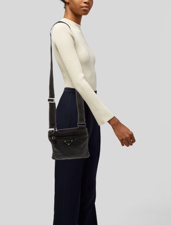 Prada Enameled Metal Triangle Messenger Bag