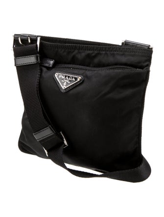 Prada Enameled Metal Triangle Messenger Bag