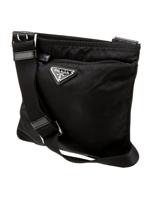 Prada Enameled Metal Triangle Messenger Bag