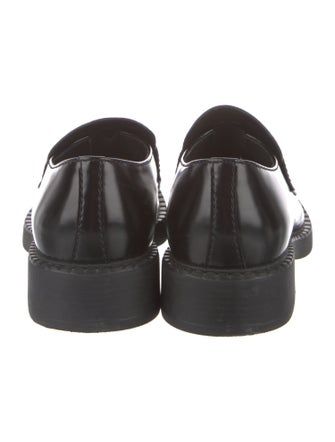 Prada Enameled Metal Triangle Patent Leather Dress Loafers