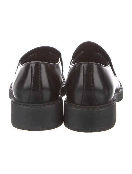 Prada Enameled Metal Triangle Patent Leather Dress Loafers