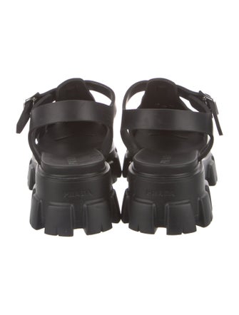 Prada Enameled Metal Triangle Rubber Sandals