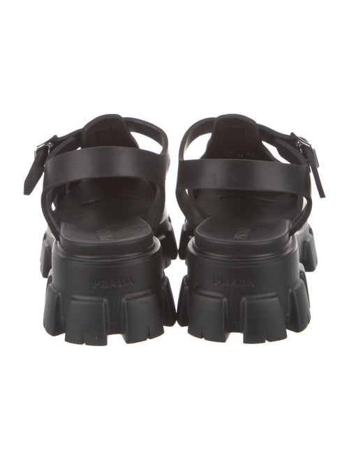 Prada Enameled Metal Triangle Rubber Sandals