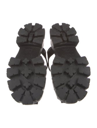 Prada Enameled Metal Triangle Rubber Sandals