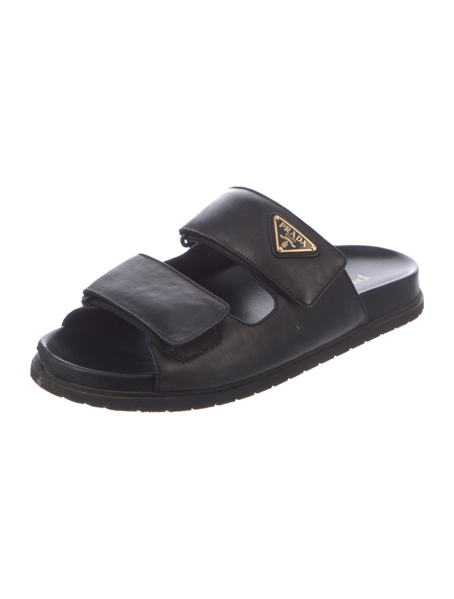 Prada Quilted Pattern Leather Slides